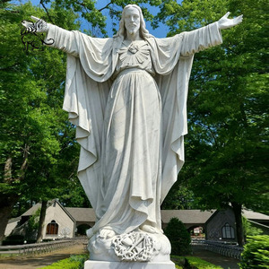 Sculpture religieuse catholique grandeur nature en marbre blanc, représentant Jésus, pour décoration extérieure d'église, sculpture en pierre. - Product Image 6