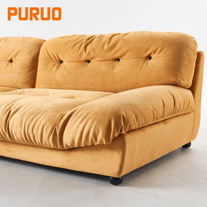 PURUO nórdico minimalista <span class=keywords><strong>italiano</strong></span> terciopelo gato cero tela nuevo nórdico mate látex fila recta Modular sofá seccional sofá conjunto - Product Image 3