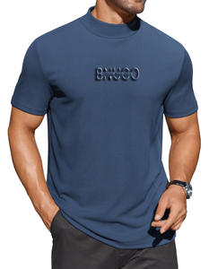 Polos d'été en polyester spandex personnalisés pour hommes avec impression bouffante à manches courtes et col montant, polos de golf blancs et décontractés pour hommes - Product Image 1