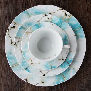 GXKC Gold Flower <span class=keywords><strong>Vajilla</strong></span> Platos de porcelana de cerámica Royal New Bone China Dinner Sets <span class=keywords><strong>Vajilla</strong></span> de lujo - Product Image 4