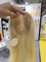 Topper de Cabello Humano con Base de Seda para Piel Rubia, Cierre de Cabello Humano de Color Natural, Pieza de Cabello Invisible Ultra Realista, Venta al por Mayor