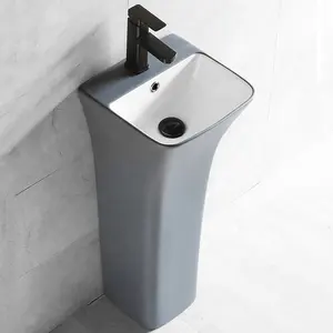 简单的新设计陶瓷浴室，带亚光灰色底座洗手盆，带底座