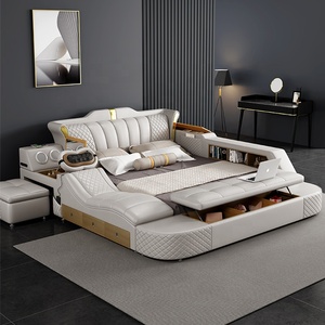 Ensembles de lits intelligents King Size avec USB et LED, nouveaux meubles de chambre à coucher, lits fonctionnels avec fonction massage, tailles Queen et <span class=keywords><strong>Double</strong></span> pour la maison - Product Image 3