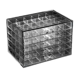 MYDARB Makeup Organizer Box Diamond Handle Clear Big Acrylic Cosmetic Display