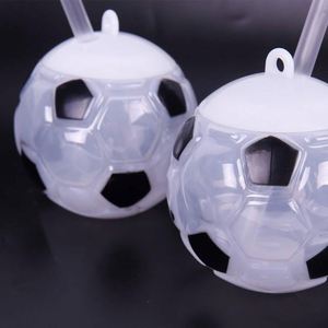 Fournitures pour fête sur le thème du football, gobelets en plastique en forme de ballon de football de 4 pouces, blancs translucides avec pailles, 20 oz - Product Image 2