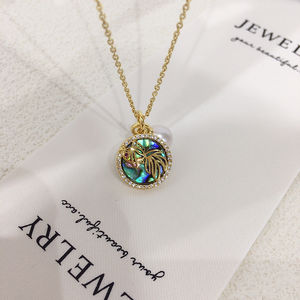 Collier de perles d'<span class=keywords><strong>eau</strong></span> <span class=keywords><strong>douce</strong></span> véritable plaqué or 18 carats avec coquille d'ormeau tendance pour femmes en gros SHDIYAYUN - Product Image 5