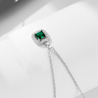 AN524 Nuevo Producto Collar con Colgante de Esmeralda Sintética Cuadrada de 5*5mm en Plata de Ley 925