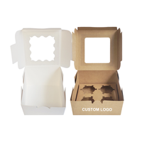 Boîtes à gâteaux carrées blanches et brunes de taille personnalisée de haute qualité Boîte d'emballage de cupcake à gâteau pliante avec fenêtre