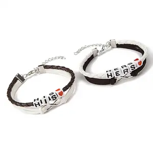 2021 New Fashion Meaning 2 PC set Lovers Friendship Rope Braided HIS HERS Letters Couple Bracelets