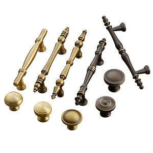 Lccdis Antique Brass Cabinet Handles Bar Shape French Style For Drawer And <b>Wardrobe</b> Door Hardware Durable Plating Finish - Product Image 3