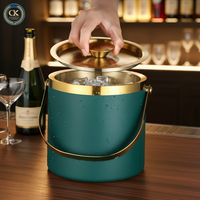 Seau à glace isotherme double paroi anti-transpiration en acier inoxydable 304 avec poignée, refroidisseur portable pour vin et bière, idéal pour bar, fête, pique-nique, extérieur