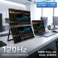 Moniteur portable à double écran vertical HDR 120 Hz 18,5 pouces, haut-parleurs intégrés, design sur mesure, OEM, FHD IPS, directement de l'usine