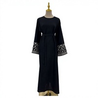 Abaya de style Dubaï pour femmes musulmanes modestes, Kaftan arabe, robe droite unie simple et luxueuse, longueur au sol, 100% polyester, avec ceinture