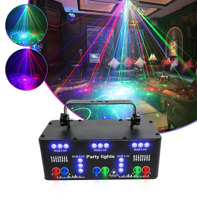 Lumières de scène disco dj rvb à 21 yeux, faisceau laser stroboscopique, éclairage de fête