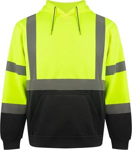 OEM Polyester Embroidery Logo Long Sleeve Construction Reflective Strip Sweatshirt Safety <strong>Hi</strong> <strong>Vis</strong> Fluorescent Oversized Hoodie - Product Image 1
