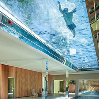 Les murs transparents de piscines dégagent le panneau de plancher acrylique, piscines en porte-à-faux