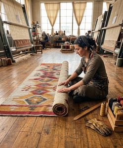 Tapis de couloir géométrique en laine et jute tissé à la main, style tribal bohème rustique, pour entrée et salon - Product Image 3