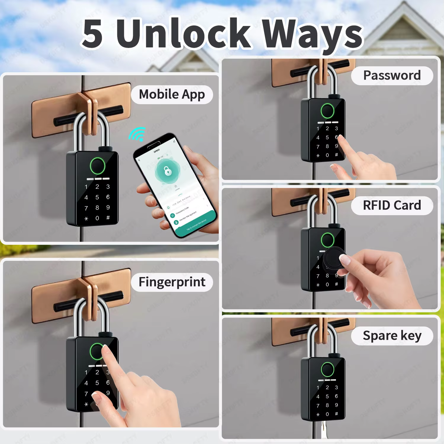 Safety Heavy Duty Waterproof Anti-theft High Security Combination Waterproof Zinc Alloy Wholesale Smart Fingerprint Padlock · image 2