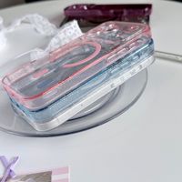 Coques de téléphone magnétiques transparentes scintillantes rouge cerise pour iPhone 18 17 16 15 14 13 Pro Max