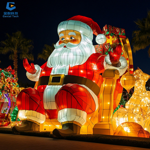 SGFL294 Lanterne à thème de Noël de haute qualité LED Festival Lanterne en soie du père Noël pour parc - Product Image 5