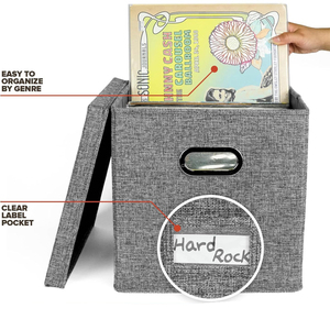 Vinyl Ghi Lưu Trữ Hộp Album Lưu Trữ Giữ 50 + Duy Nhất Hồ Sơ Trang Trí LP Lưu Trữ Tổ Chức Thùng Với Nắp Mạnh Mẽ Di Chuyển Hộp - Product Image 3