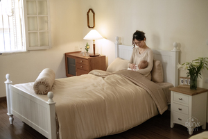 Housse de matelas moderne couleur crème unie en viscose de bambou biologique premium 300TC, douce pour la peau et anti-allergie - Product Image 5