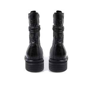 Botas Femininas de Luxo até o Joelho em Couro Genuíno, Bico Redondo, Cor Sólida, Leves e Respiráveis, Moda Outono/Primavera/Inverno - Product Image 3