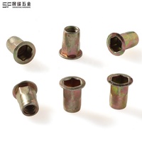 Écrou à riveter à tête dôme avec extrémité ouverte semi-hexagonale lisse en acier au carbone sans métaux lourds, zingué, M3 M4 M5 M6 M8 M10 pour l'automobile