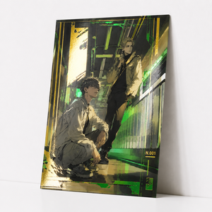 Affiches d'art personnalisées en feuille d'or verte/dorée, impression anime/<span class=keywords><strong>manga</strong></span>, impressions à effet métallique brillant, illustrations d'exposition, affiches fanart - Product Image 1
