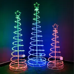 LED ışıklı yılbaşı ağacı ışık koni kulesi şekli çok renkli bahçe dekor tatil aydınlatma dış ışık