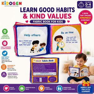 หนังสือผ้า KIDOKEN สำหรับเด็กอายุ 0-4 ปี เรียนรู้นิสัยที่ดี คุณธรรมที่ดี ของเล่นเสริมพัฒนาการสำหรับเด็กเล็ก ผลิตในอินเดีย - Product Image 1