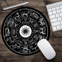 Tapis de souris MQ Zodiac Compass, tapis de bureau esthétique, tapis de souris en caoutchouc naturel pour le bureau et les jeux, tapis de souris rond pour ordinateur portable, accessoires de bureau