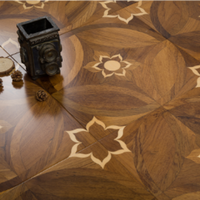 Parquet en bois d'ingénierie multicouche à motif feuille de lotus, parquet en chêne d'ingénierie pour villa