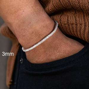 Pulsera de Tenis con Moissanita de 2/3/4/5/6.5mm, Plata S925, Color D, VVS, Chapado en Oro de 18K, Estilo Hip Hop, Unisex - Product Image 4