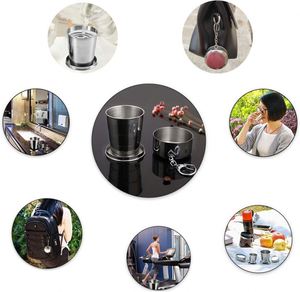 Gobelet pliable en acier inoxydable, gobelet à eau portable, gobelets télescopiques rétractables pour les voyages en plein air avec porte-clés - Product Image 5