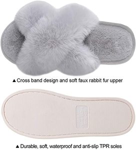 Pantofole pelose a fascia incrociata da donna personalizzate scarpe da <span class=keywords><strong>casa</strong></span> pantofole in pelliccia sintetica di coniglio confortevole per esterni - Product Image 2