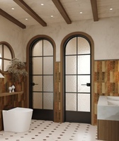 Puerta de Vidrio y Aluminio Minimalista Moderna, con Arco Francés, Resistente al Viento, Acabado para Entrada de Sala de Estar en Villa