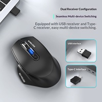 Ratón Inalámbrico Ergonómico FV-M200 con Carga de Tres Modos, Sensor Óptico, 6 Botones, Silencioso, para Oficina, Hogar, Juegos y Computadora