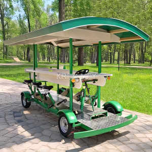 Single-Speed 6-Seater Pedal <b>Tandem</b> Bike Mobile Bar Adjustable Footstrap for Leisure Sightseeing City Tours Beer Parties Pub - Product Image 1