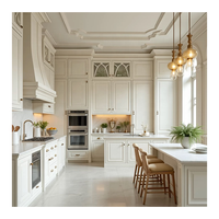 Armoire de rangement de cuisine intelligente en chêne blanc de style européen, armoire de cuisine modulaire avec îlot
