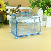 Vente en gros mini coffre au trésor transparent boîte à bonbons en plastique cadeaux fête de mariage faveur paquet de chocolat boîte à bonbons