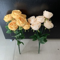 Buket Bunga Mawar Sutra Buatan 7 Tangkai Berkualitas Tinggi Desain Modern Buatan Tangan untuk Pernikahan, Thanksgiving, Hari Valentine