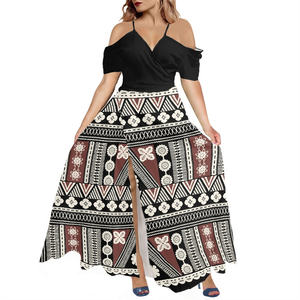Tongan-Vestido largo de verano de talla grande para mujer, vestido con abertura lateral, estampado de tatuaje de Fiyi, tirantes finos - Product Image 3