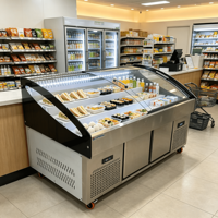 Congélateur coffre commercial avec éclairage intérieur lumineux, idéal pour snack-bars, économe en énergie et à structure robuste