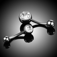 Lingchee G23 titane lunette filetée à l'extérieur Zircon nombril Piercing anneaux de ventre Double bijou nombril anneaux bijoux de corps