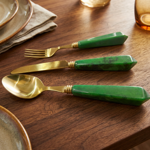 Ensemble de couverts 3 pièces plaqué or pour 4 personnes miroir polissage couteau à dîner cuillère en métal Place cuillère repose Pot Clips - Product Image 1