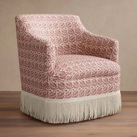 Fauteuil de salon en tissu de style vintage, fauteuil individuel, fauteuil lounge, fauteuil de détente avec franges