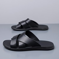 Nouvelles sandales à enfiler en cuir véritable pour hommes 2026 – Tongs décontractées antidérapantes à semelle souple pour l'extérieur et la plage – Grandes tailles 46, 47, 48