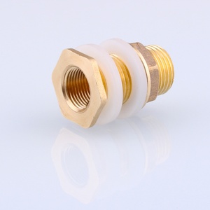 With 2 Upgrade Rubber Gasket <b>Ring</b> Solid Brass Water Tank Connector Double Theaded Bulkhead Fittings - Product Image 1
