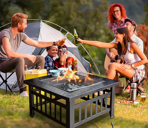 Foyer extérieur carré en métal Table de foyer arrière-cour Patio jardin cheminée à <span class=keywords><strong>bois</strong></span> Inserts - Product Image 6